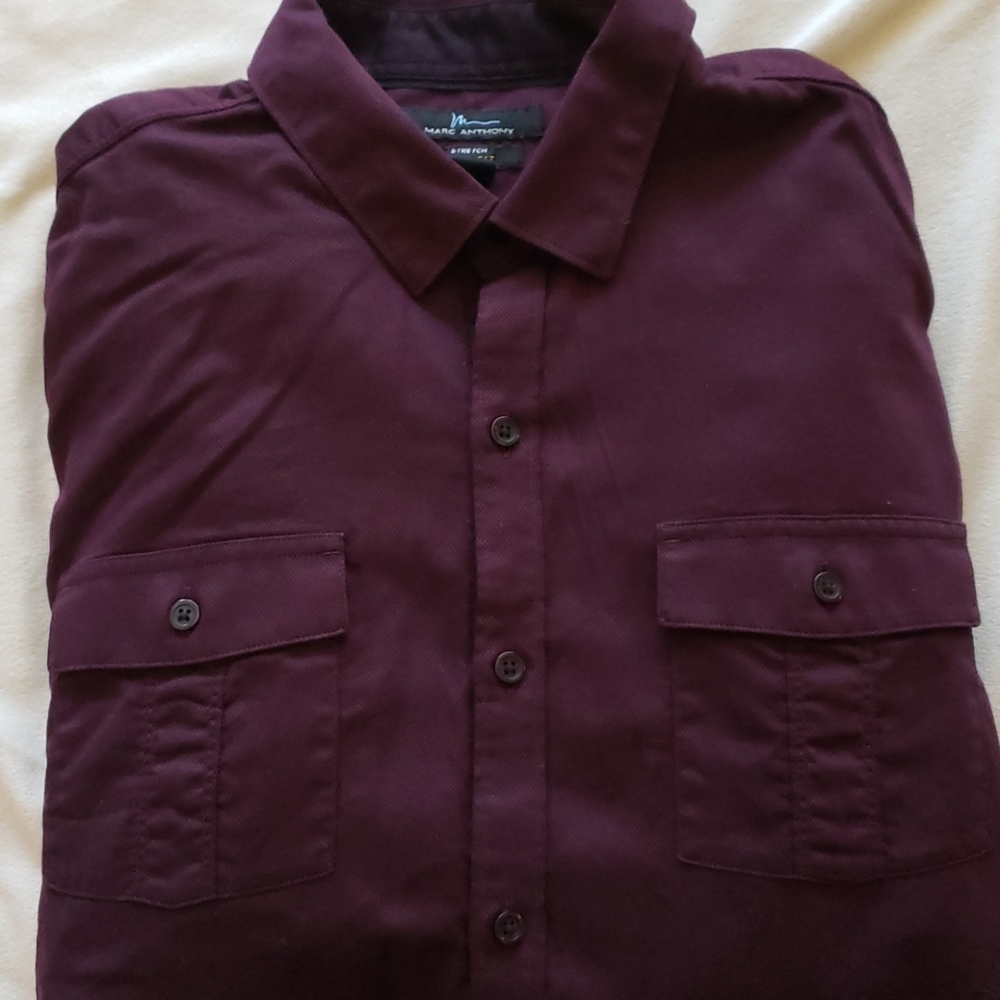 Marc Anthony Plum colored button down shirt.